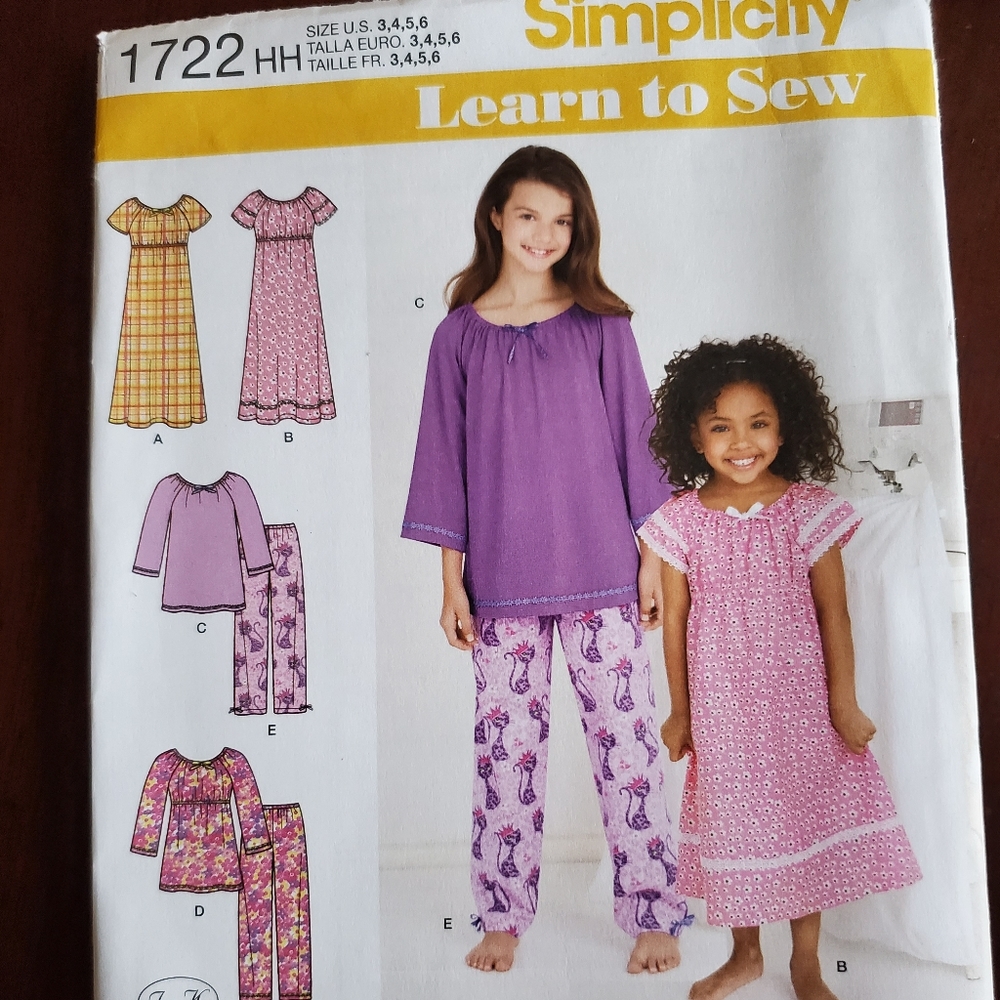 Simplicity learn to sew pattern 1722